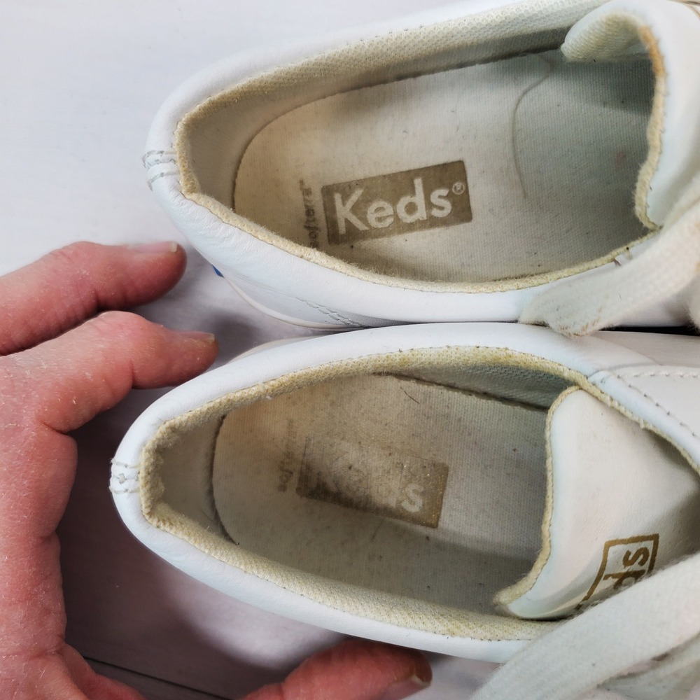 Keds Womens White‎ Leather Low Top Lace Up Sneakers Shoes Size 7 Gold Accents - Picture 10 of 15